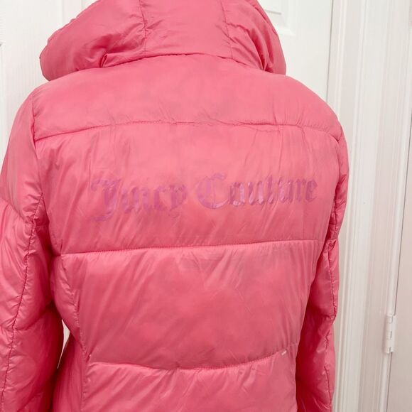 Juicy Couture Womens Pink Puffer Jacket Long Sleeve Lined Size Small - Picture 5 of 7